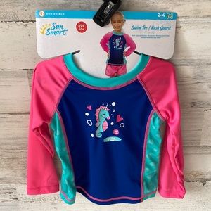 Toddler Girls Long Sleeve Swim Shirt Size M (2-4 Years) NEW